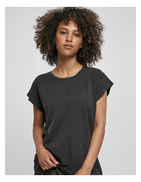 BUI-BY053-Ladies Acid Washed Extended Shoulder Tee 2